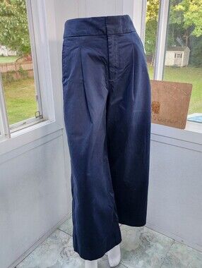 Gap Navy Blue High Rise Wide Leg Khaki Pants - Sretch Classic Relaxed Fit